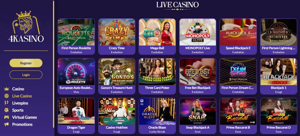 4Kasino Live Casino Games