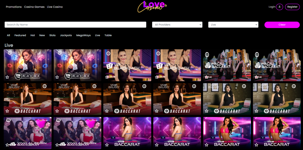 Love Casino Live Casino Games