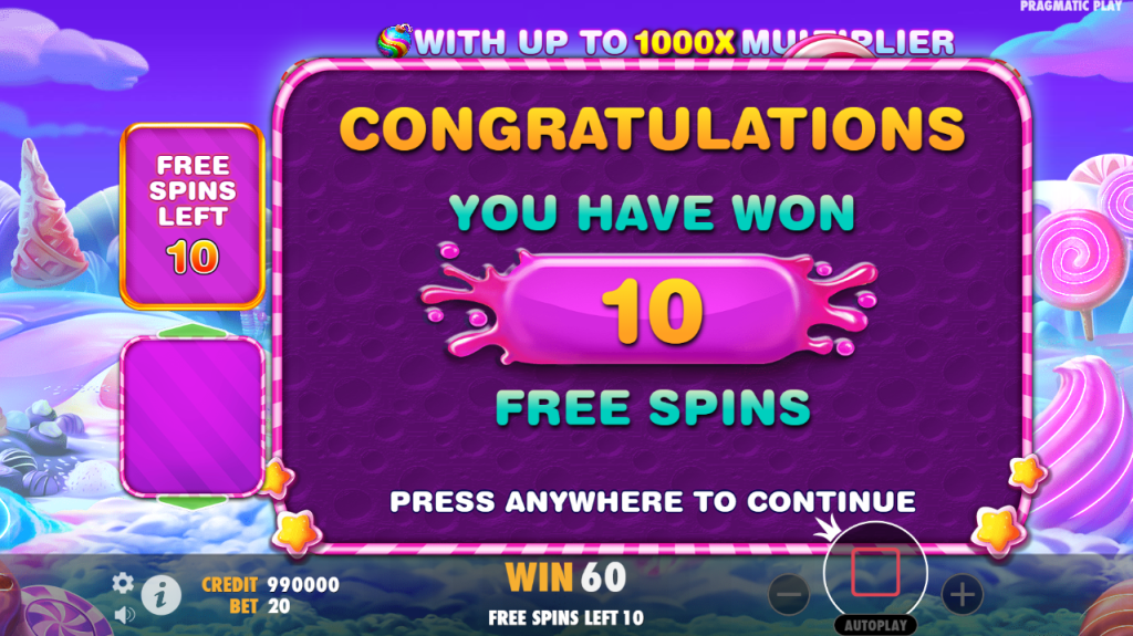 Sweet Bonanza 1000 by PRAGMATIC PLAY Free Spins