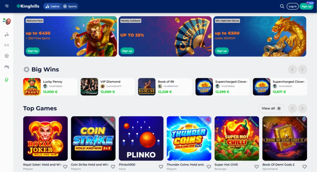Kinghills Casino Interface