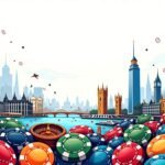 A vibrant and diverse landscape featuring iconic symbols of various international casinos