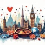 An array of iconic international landmarks and symbols representing various countries