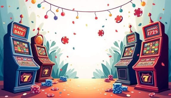 An inviting and vibrant casino scene featuring a variety of gaming elements such as colorful slot machines