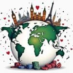 An elaborate globe featuring iconic landmarks from various countries