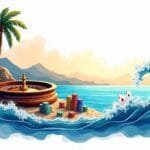 An abstract representation of a vibrant offshore gambling scene