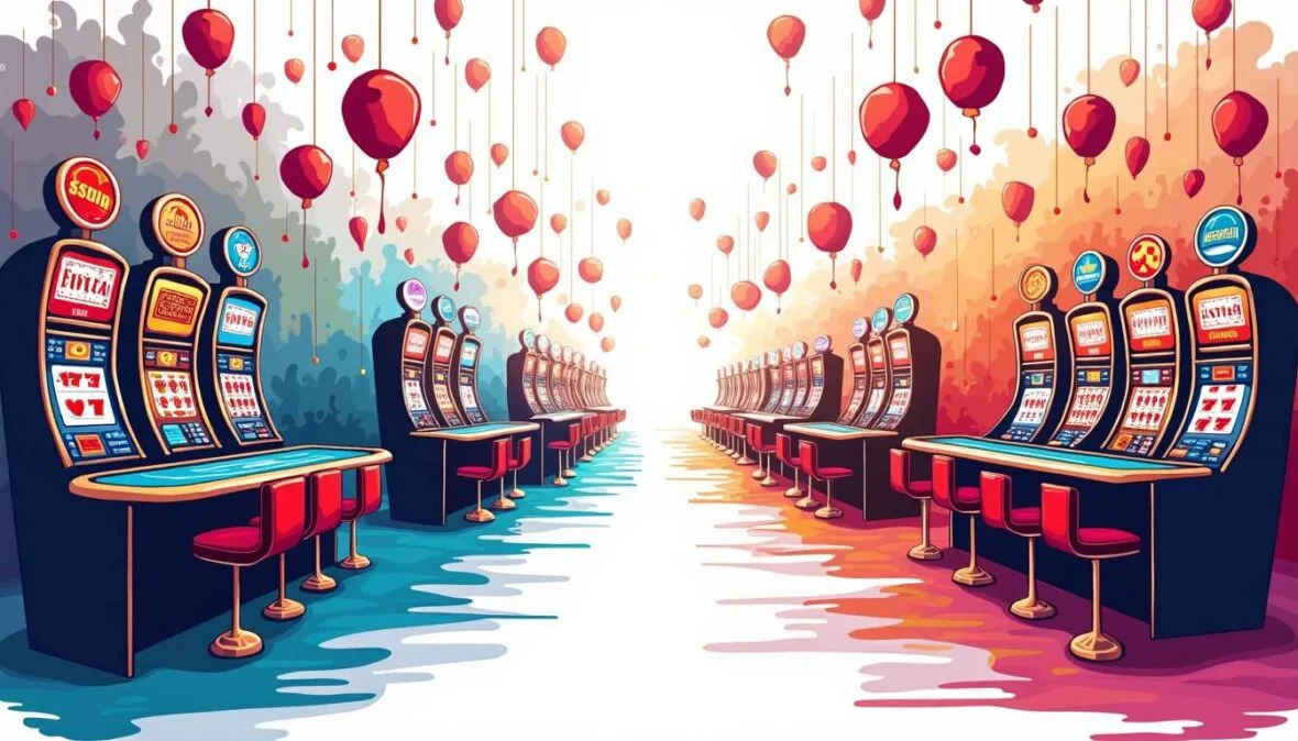 A vibrant and inviting casino interior featuring a variety of gaming tables